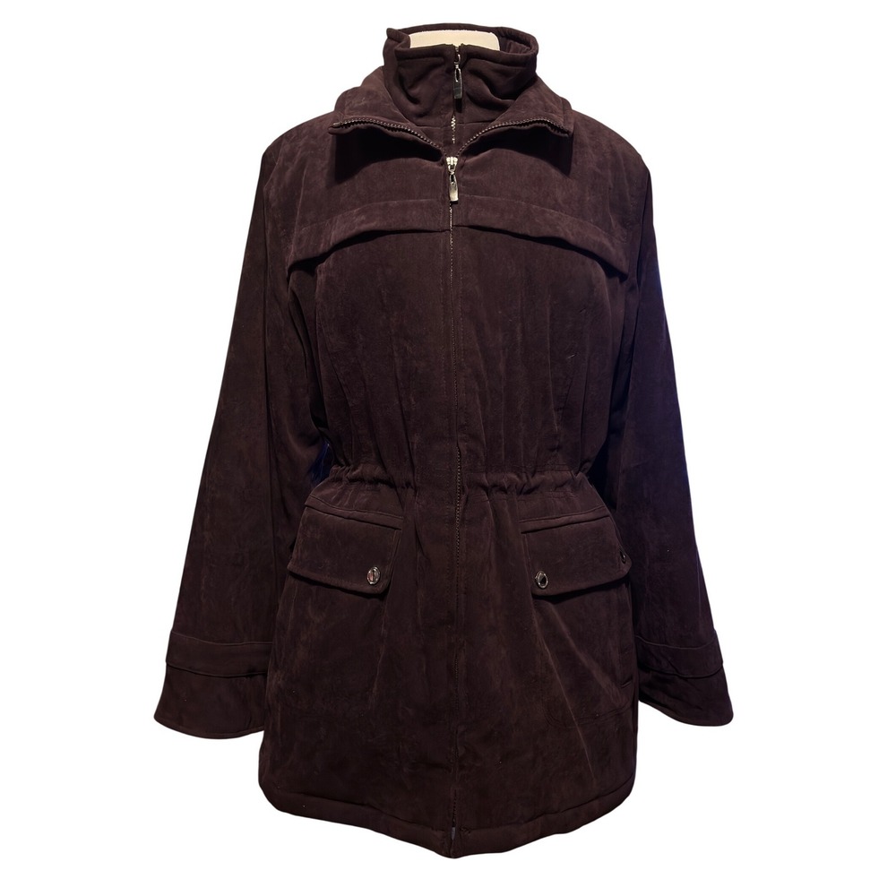 Vintage 1980s Fleet Street Womens Brown Suede Drawstring Waist Jacket Size Large